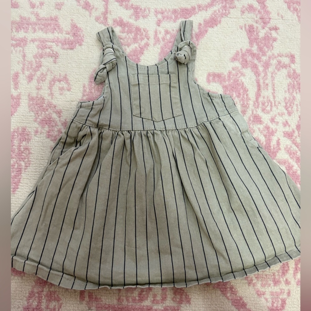 Jessica Simpson Striped Denim Dress - Sage Green and Black 2T